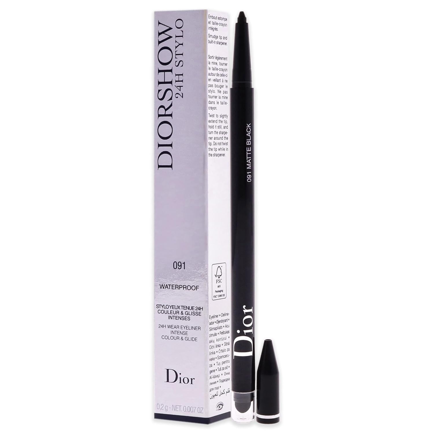 مداد چشم ضد آب Christian Dior Diorshow 24H Stylo Waterproof Eyeliner # 091 Matte Black | با ماندگاری ۲۴ ساعته و رنگ مات عمیق