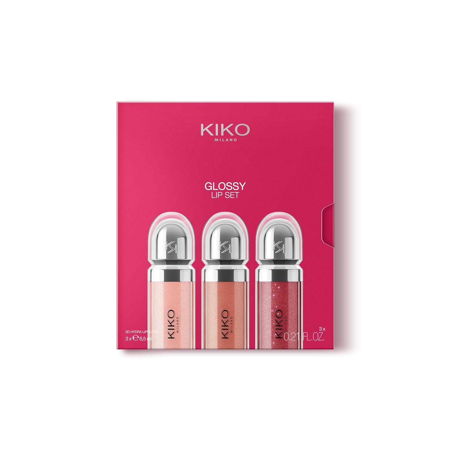 ست لب و برق لب KIKO Milano Glossy Lip Set 03 | پک ۳ عددی با خاصیت حجمدهندگی سه بعدی و مرطوبکنندگی لب