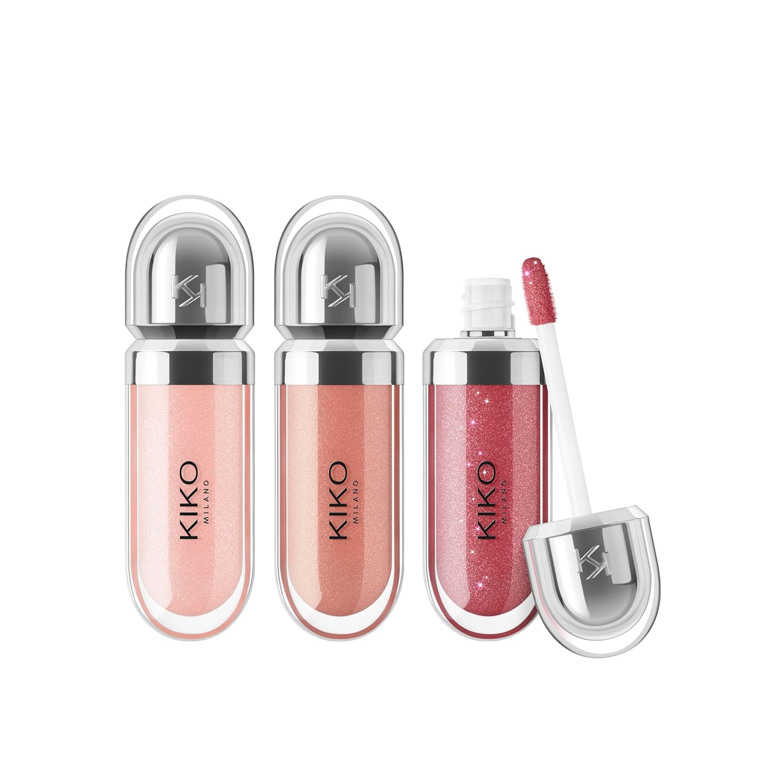 ست لب و برق لب KIKO Milano Glossy Lip Set 03 | پک ۳ عددی با خاصیت حجمدهندگی سه بعدی و مرطوبکنندگی لب