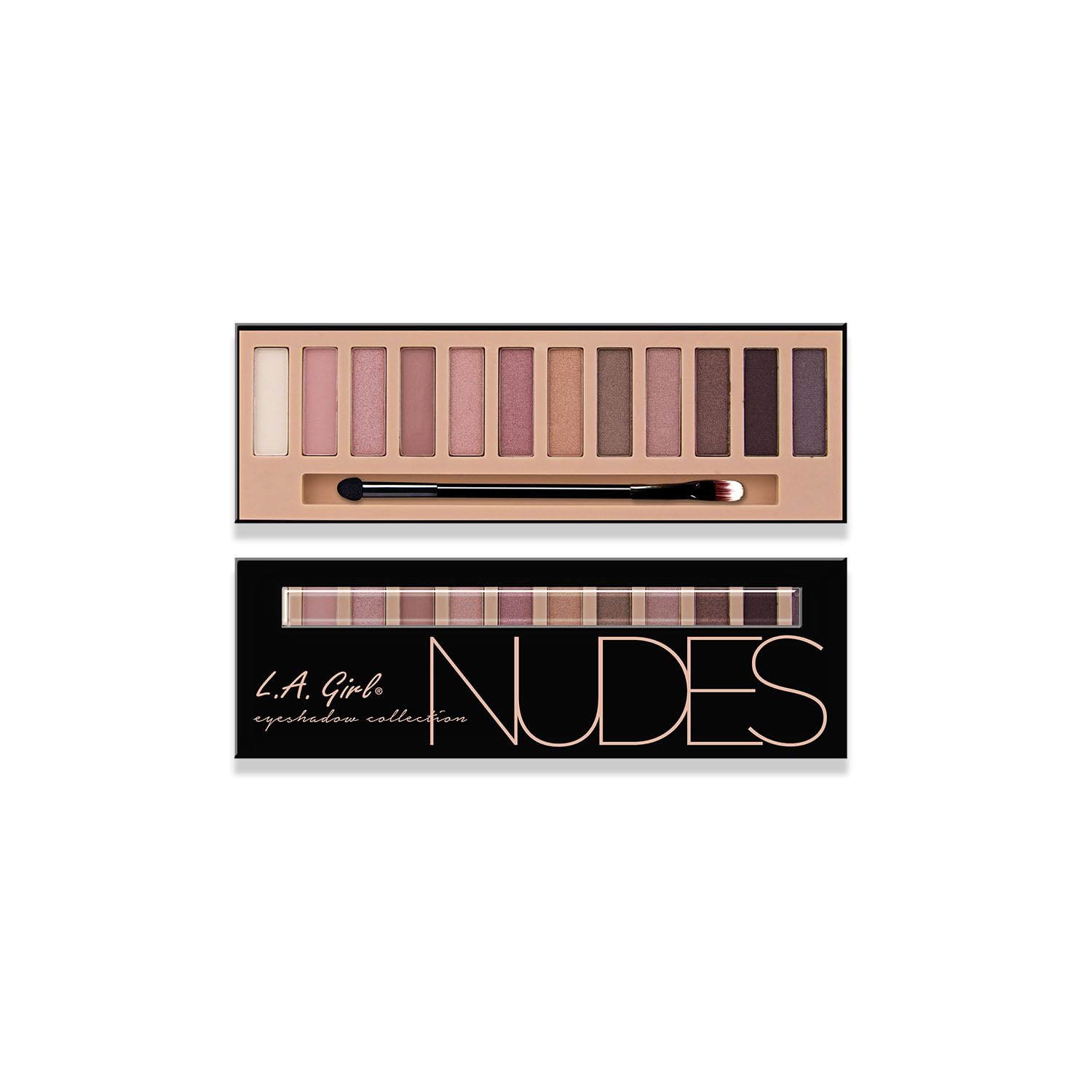 پالت سایه چشم L.A. Girl Beauty Brick Eyeshadow, Nudes | ۱۲ رنگ کاربردی با پیگمنت بالا و بافت مخملی
