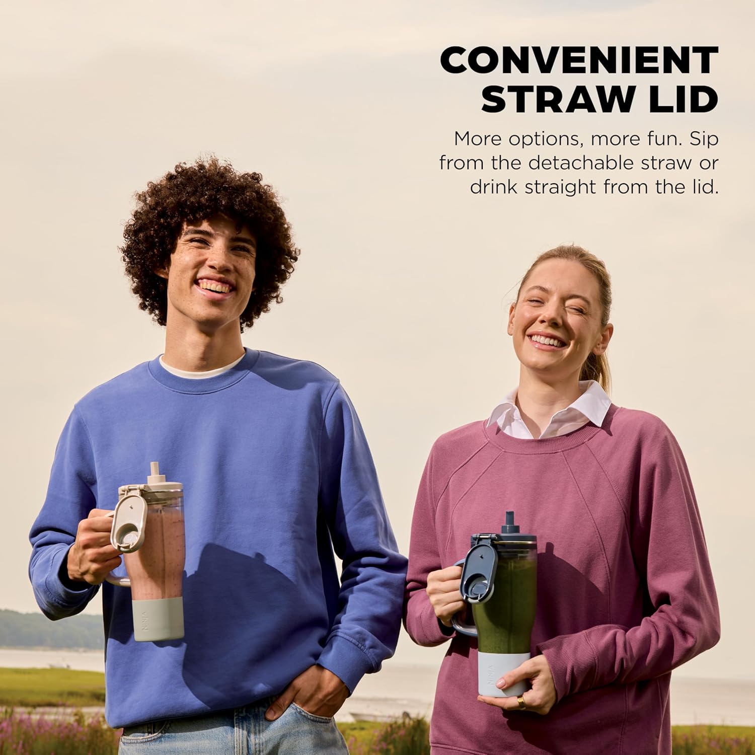 مخلوطکن شخصی Ninja Blendboss با تکنولوژی Auto-iQ | مخصوص اسموتی و نوشیدنیهای یخزده با درب ضدنشت و نی متحرک