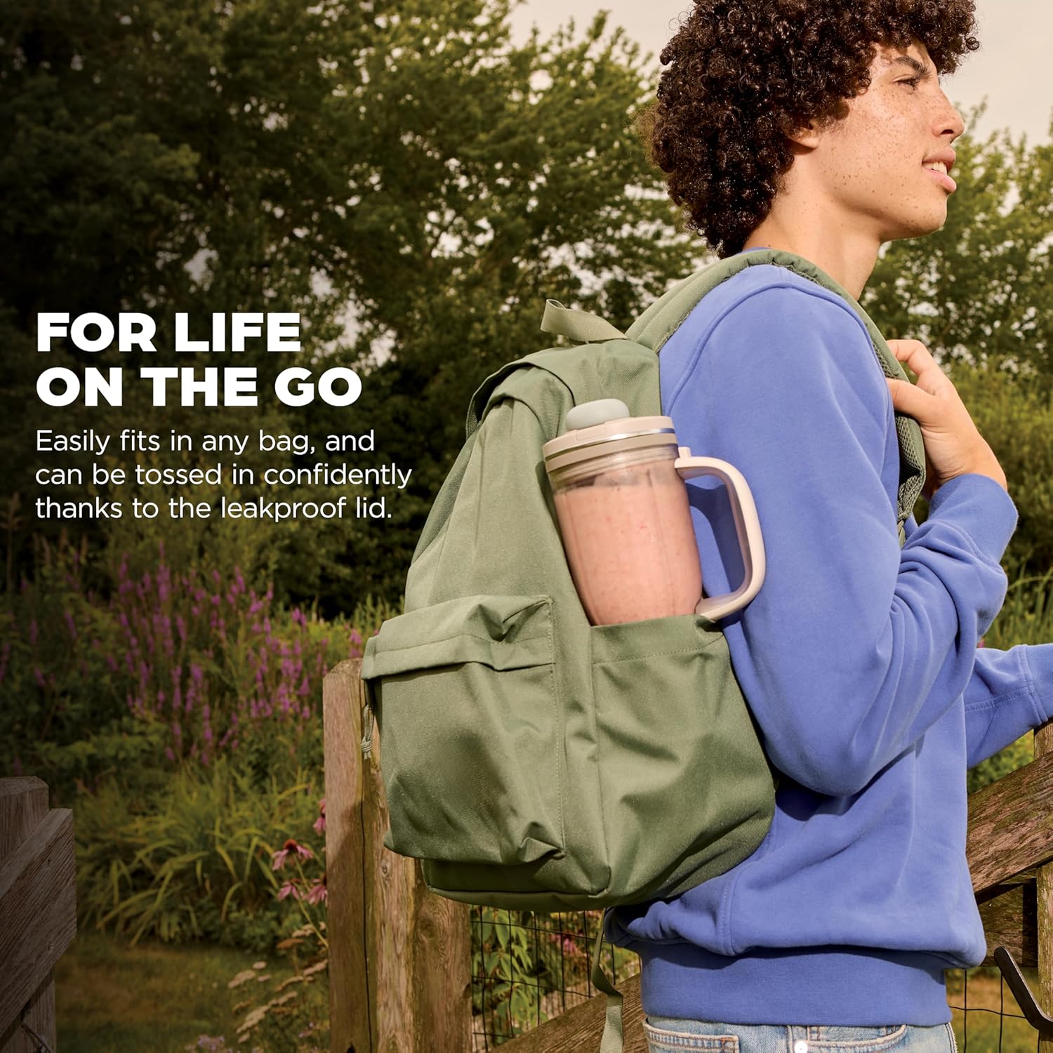 مخلوطکن شخصی Ninja Blendboss با تکنولوژی Auto-iQ | مخصوص اسموتی و نوشیدنیهای یخزده با درب ضدنشت و نی متحرک