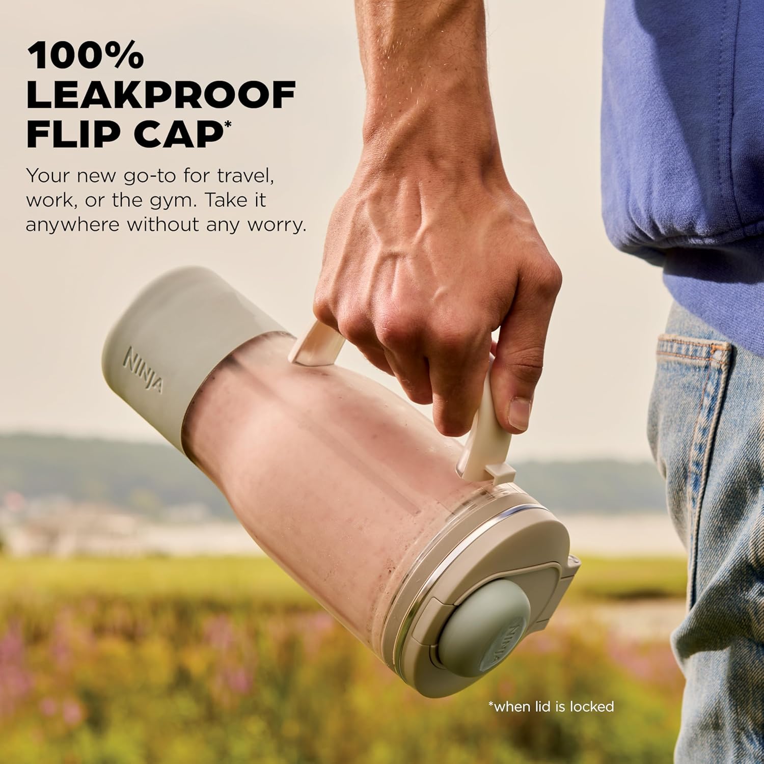 مخلوطکن شخصی Ninja Blendboss با تکنولوژی Auto-iQ | مخصوص اسموتی و نوشیدنیهای یخزده با درب ضدنشت و نی متحرک